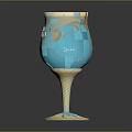 Decorative Glass Goblet With Floral Patterns Gold Accents And Twisted Stem Design For Home Decor