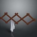 Simple Dark Wooden Cross Frame Furniture With Hanging White Towel