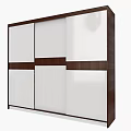 Modern Wardrobe with Sliding Doors White Panels and Wooden Accent Strips for Contemporary Bedroom Storage
