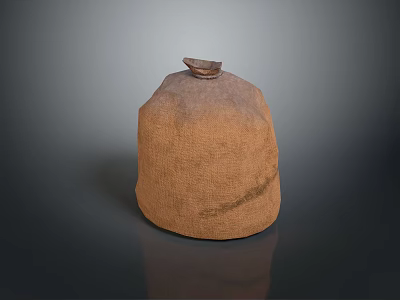 Brown Burlap Storage Sack For Daily Household Use With Closed Top 3d model