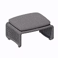 Gray Woven Footstool With Padded Cushion And Sturdy Frame Design