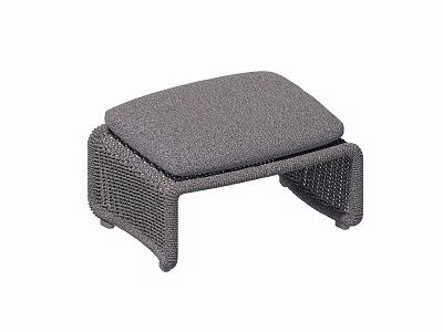 Gray Woven Footstool With Padded Cushion And Sturdy Frame Design 3d model