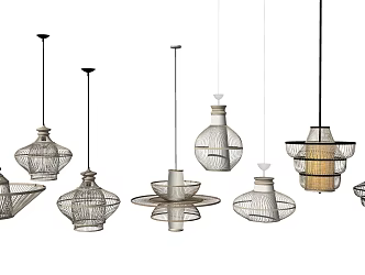 New Chinese Chandelier Rattan Chandelier 3d model