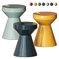 Modern Round Side Tables with Gold Red Black Tapered Bases and Hammered Smooth Finishes