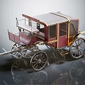 Vintage Red Carriage With Gold Accents And Intricate Spoked Wheels Design