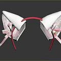 Cat Ear Shaped Jewelry Headband With Pink Ribbon And Pearl Decoration