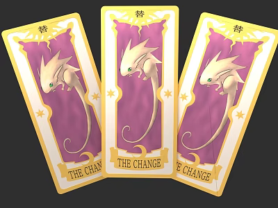 Three Cards With Dragon Design Purple Background And Yellow Border For Board Game Entertainment 3d model
