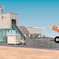 Industrial Concrete Mixing Plant With Loader Silos Conveyor System On Construction Site