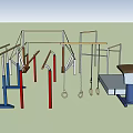 Gymnastics Training Equipment Including Parallel Bars Horizontal Bars Rings And Gym Mat 3d model