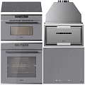 Modern Kitchen Gas Stove Along With Oven Microwave And Hood
