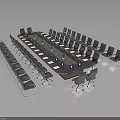 Large Wooden Conference Table With Black Office Chairs And Green Plants In Modern Meeting Room