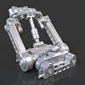 Silver Industrial Mechanical Component with Multiple Joints Bolts and Metal Connections 3d model