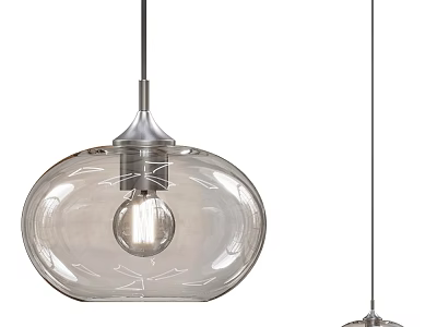 Modern Pendant Lights With Transparent Glass Shade Metal Base And Minimalist Design 3d model