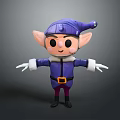 Cartoon Elf Character With Purple Outfit Hat Large Ears And White Gloves