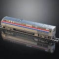 Amtrak Train Model on Track Silver Body Red Blue Stripes Logo and Number 180