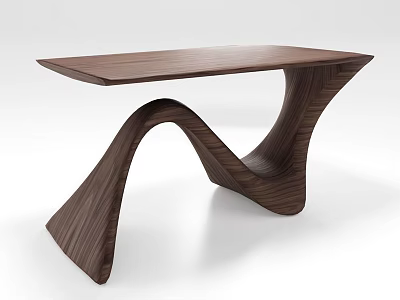 Modern Minimalist Wooden Tea Table With Curved Wave Legs And Rectangular Top 3d model