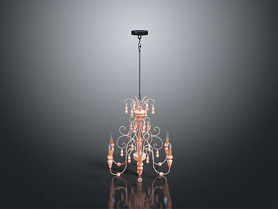 Elegant Ornate Metal Chandelier With Multiple Arms And Crystal Decorations 3d model