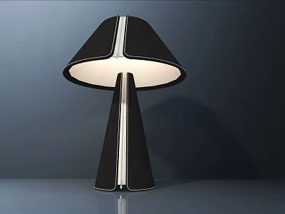 Modern Black Table Lamp With White Stripes Conical Base And Sleek Lampshade 3d model
