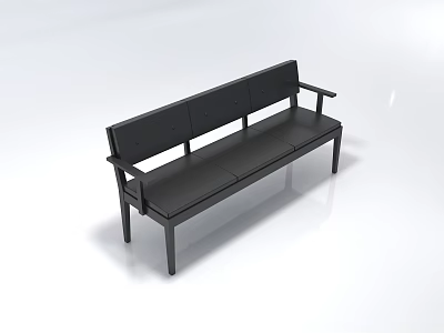 Modern Black Three Seater Sofa With Armrests And Slim Legs Design 3d model