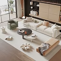 Modern Sofa Coffee Table Combination Cream Sofa Coffee Table Combination 3d model
