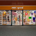 Mini Good Specialty Store With Orange Signage Glass Doors Cherry Blossom Decor And Toy Displays
