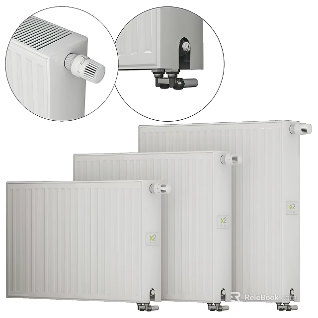 Efficient White Panel Radiator Design With Thermostat For Home Heating System 3d model