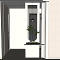 Modern Cream Style Entrance Partition Bathroom Partition Glass Partition 3d model