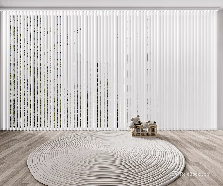 White Window Blinds Enhancing Modern Home Interior With Natural Light 3d model 