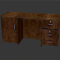 Brown Wooden Desk With Drawers And Cabinet For Home Office Furniture
