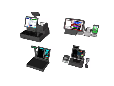 Commercial Retail POS Equipment Featuring Touchscreen Terminals And Payment Processing Devices 3d model