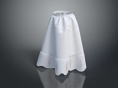 White Ruffled Skirt With Elastic Waistband And Lightweight Fabric Design 3d model