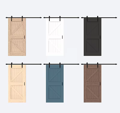 Various Colored Barn Doors For Home Interior Design And Decoration 3d model