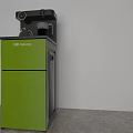 Green Cabinet With Black Daily Appliance Top For Home Kitchen Use