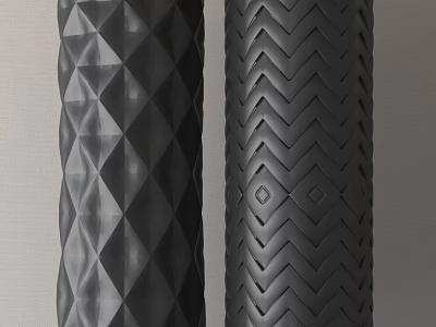 Textured Dark Columns Featuring Diamond And Herringbone Pattern Design 3d model