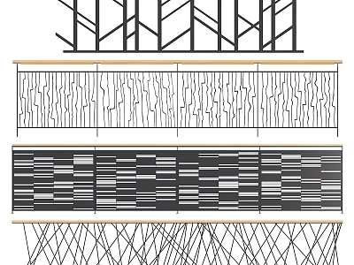 Architectural Components Featuring Interlaced Lines Geometric Patterns And Layered Textured Panels 3d model
