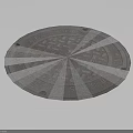 Circular Manhole Cover With Text Lattice Pattern And Metallic Surface 3d model