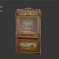 Vintage Dancing Sam Machine With Painted Stage Design And Red Decorative Exterior