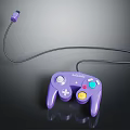 Purple Wired Game Controller With Colorful Buttons For Electronic Gaming Devices