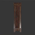 Dark Wooden Classical Wardrobe Featuring Intricate Carvings And Elegant Carved Base Design