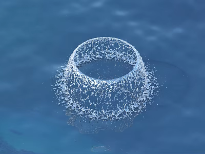Elegant Garden Ornament Showcasing Circular Water Splash Design On Blue Background 3d model