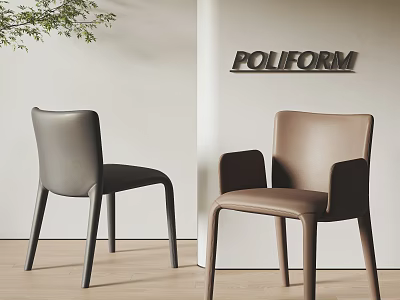 Modern Leather Dining Chairs With Gray And Brown Sleek Design 3d model