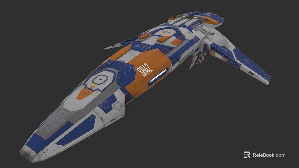Sleek Blue And Orange Fighter Jet With Aerodynamic Design And Unique Livery 3d model 