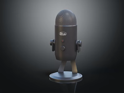 High Quality Blue Headphone Speaker With Sleek Black Design And Stable Stand Base 3d model