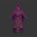 Traditional Warrior Man Wearing Ancient Decorative Armor With Gold Red Details