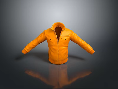 Orange Jacket With Stand Collar Front Pockets And Smooth Zipper For Daily Use 3d model