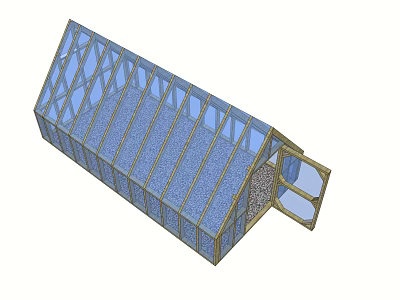 Outdoor Awning With Glass Panels Sloped Metal Frame And Modern Roof Design Structure 3d model