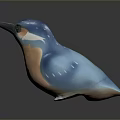 Blue And Orange Kingfisher Ceramic Figurine With Glossy Finish On Dark Background