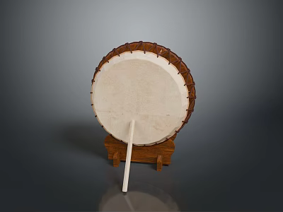 Traditional Style Korean Drum Drum Musical Instrument Korean Traditional Wooden Round Cultural Craft Shelf 3d model