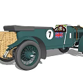Vintage Green Cream Racing Car With Number 7 Union Jack Flag AX 1425 License Plate