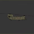 Detailed Beige Helicopter Model with Twin Rotors and Tail Rotor on Grey Gradient Background